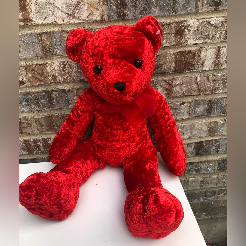 Red chenille bear brand new